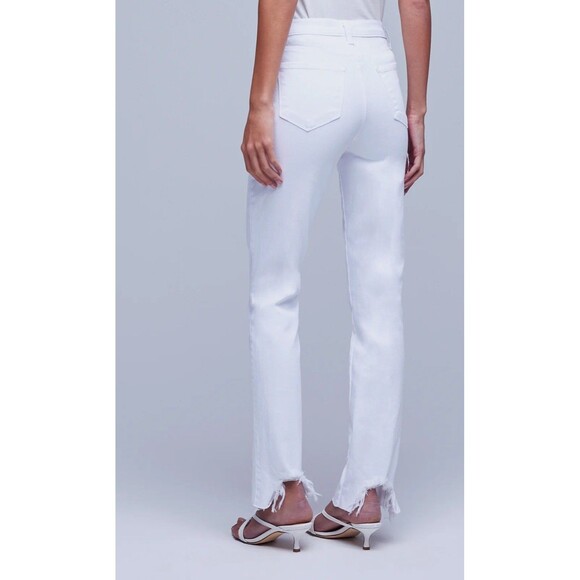 L'Agence Draya High Rise Slim Straight Jeans - Blanc MSRP $315 NWOT 24 Holiday - Picture 5 of 12